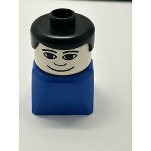 LEGO Duplo Blue Torso Boy Figure Toy Small Black Hair Minifigure Kids Plastic